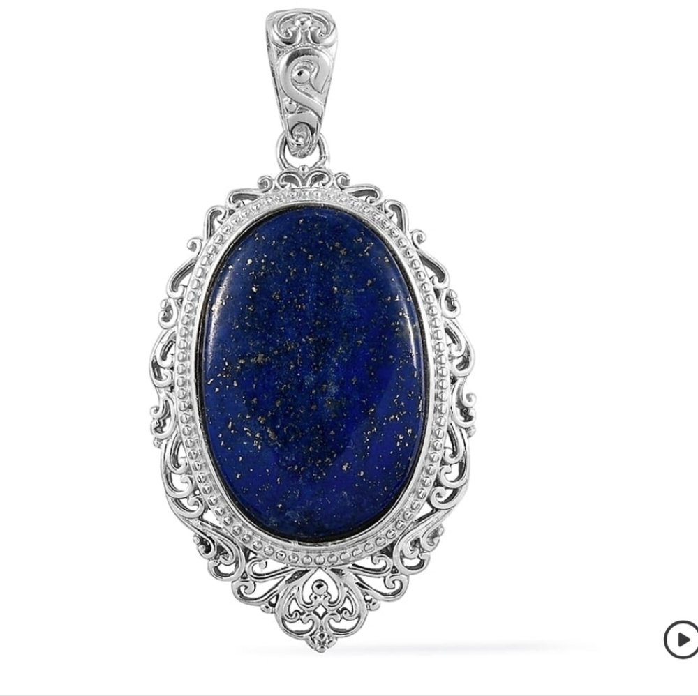 🆕️Lapis Lazuli (Oval 30x15) Solitaire Pendant in Platinum Over Copper 23.90 ctw